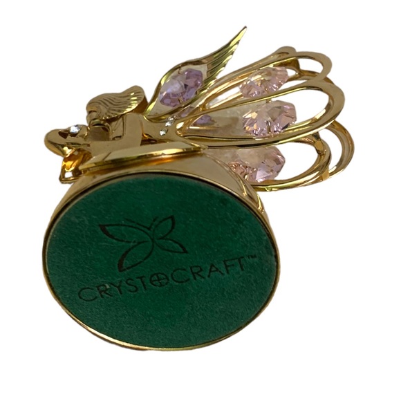 Quartz Miniature Novelty Gilded Brass Gold Effect Crystal Angel Figurine Clock - Picture 5 of 7